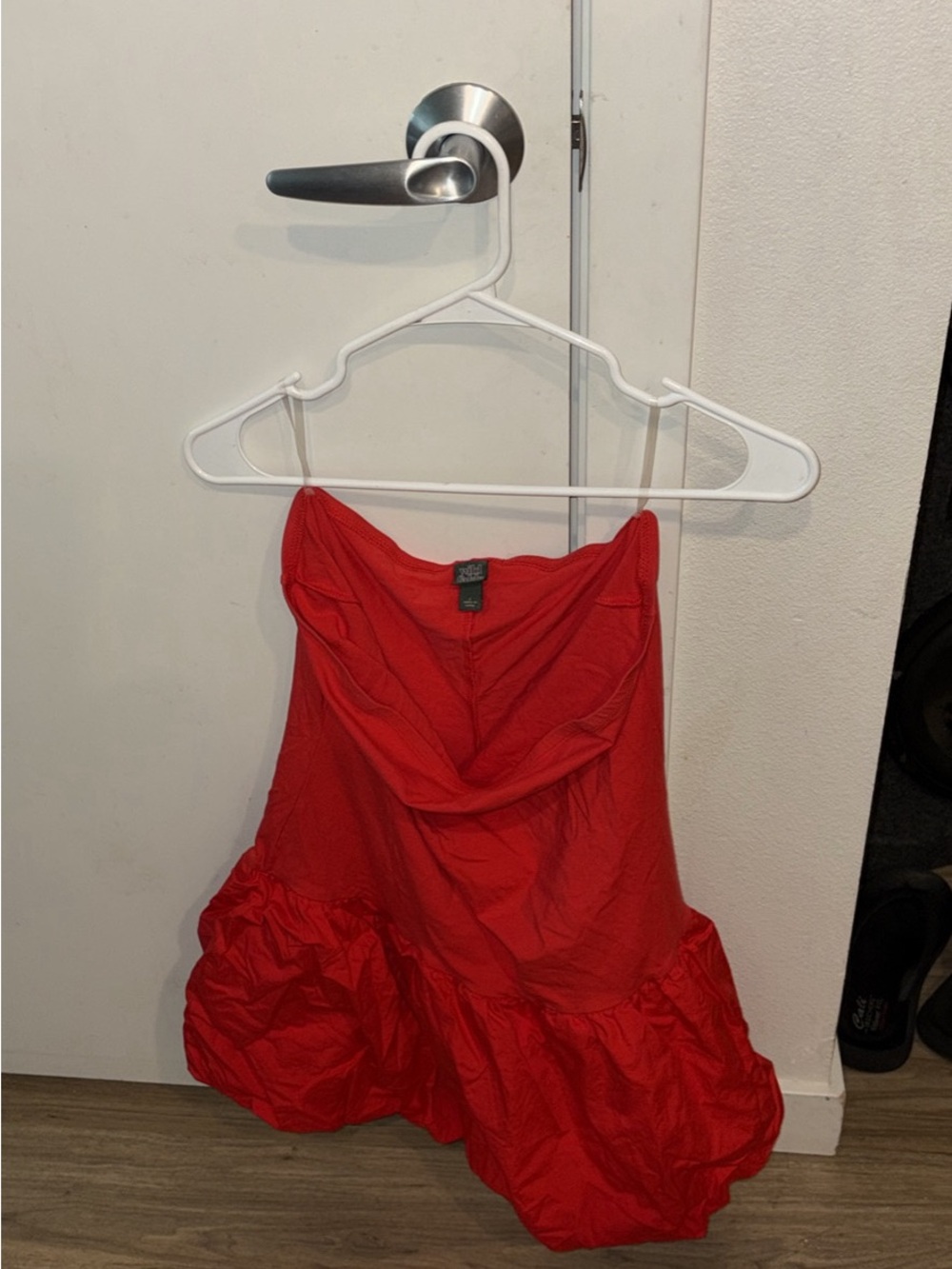 wild fable Red Strapless Bubble-Hem Mini Dress